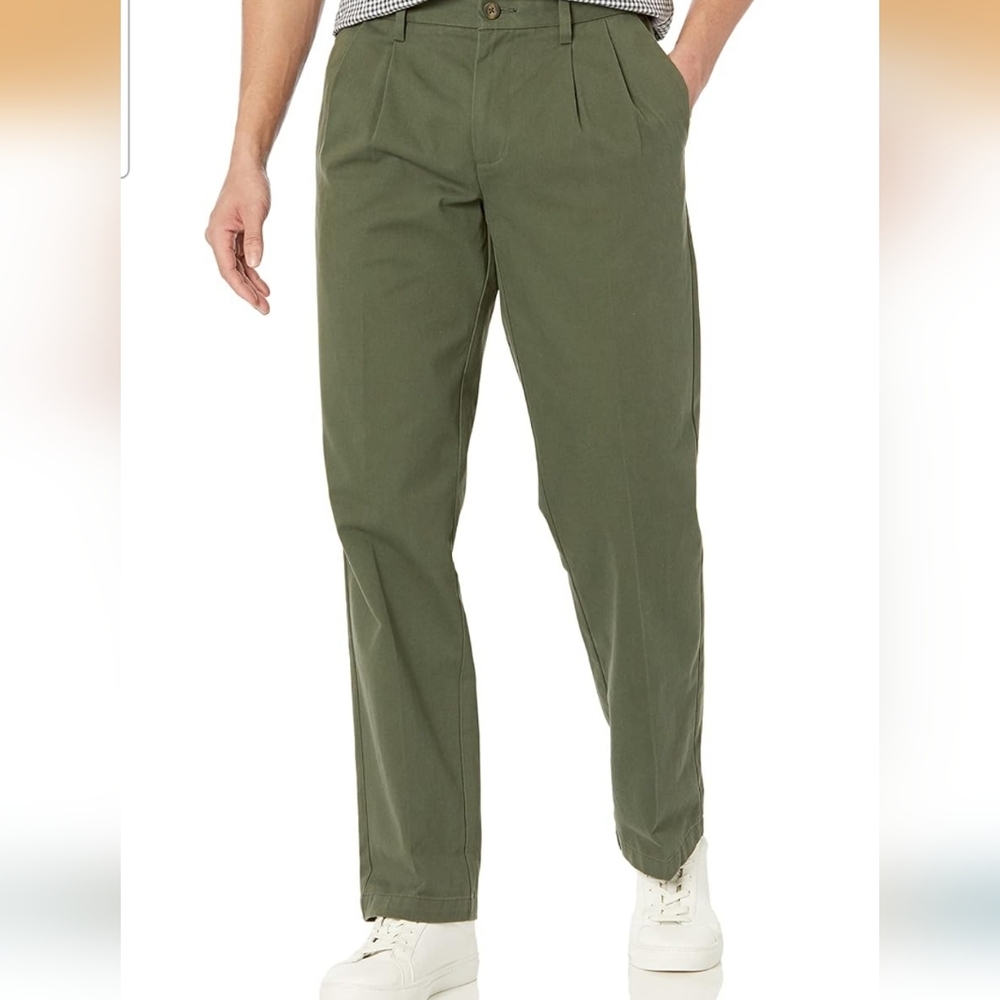 Men's Olive Green Classic Fit Trousers - Amazon Essentials - 38W X 36L